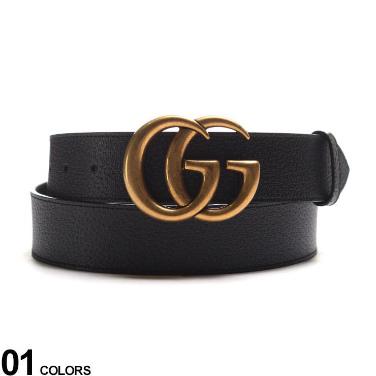 GUCCI グッチ GGバックル ゴールドアンティーク ベルト ブランド メンズ レザー ベルト レザーベルト GC406831DJ20T1S｜zen