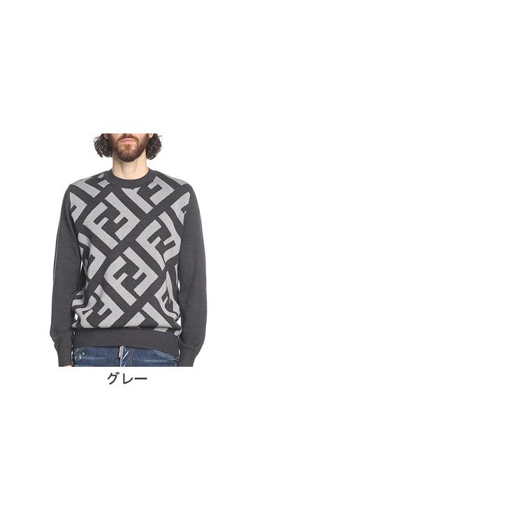 FENDI フェンディ ニット メンズ セーター FF柄 クルーネック FENDI フェンディ ニット メンズ セーター FF柄 クルーネック