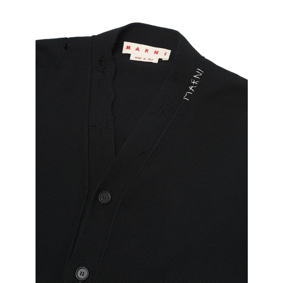 MARNI マルニ コットン ダメージ加工 手刺繍ロゴ Vネック MARNI マルニ コットン ダメージ加工 手刺繍ロゴ Vネック