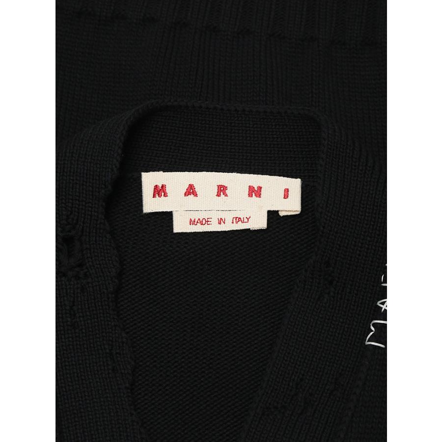 MARNI マルニ コットン ダメージ加工 手刺繍ロゴ Vネック MARNI マルニ コットン ダメージ加工 手刺繍ロゴ Vネック