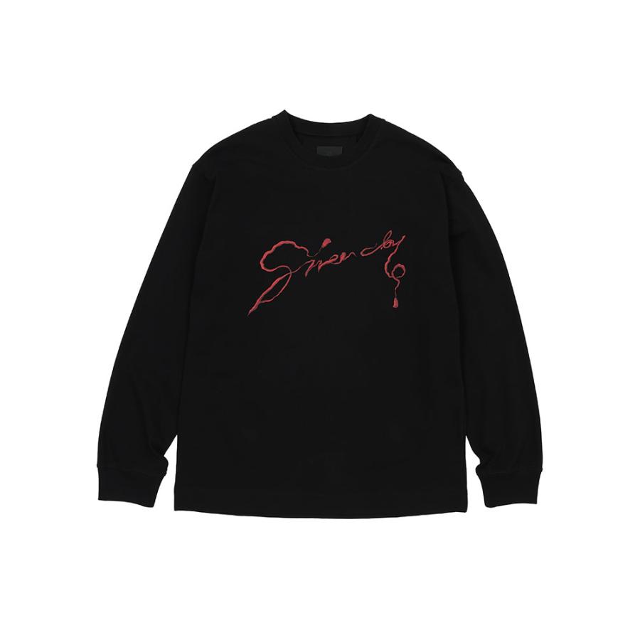 最終値下げ　美品 ジバンシー 4G刺繍 袖口ゴレイヤード ロングTシャツブラック GIVENCHY（ジバンシィ） 長袖 Tシャツ メンズ バックプリント クルー