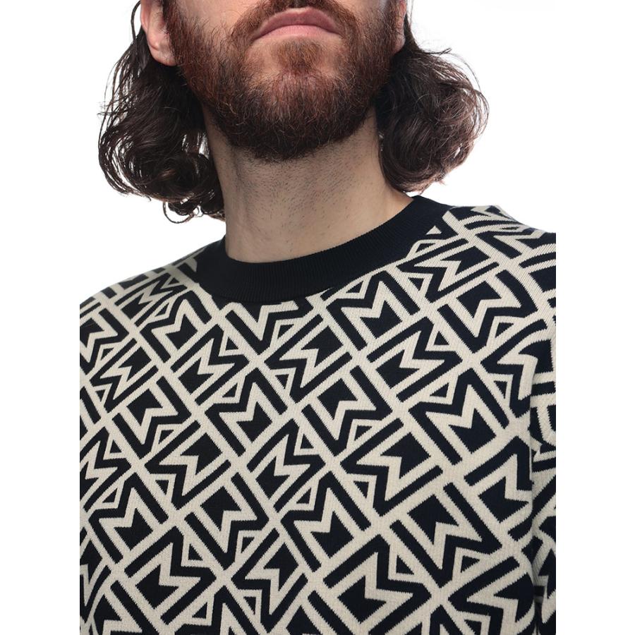 【極美品✨】MONCLER ワッペン 総柄 幾何学 クルーネック 薄手 ニット MONCLER（モンクレール） ニット メンズ ワッペン 総柄 クルーネック