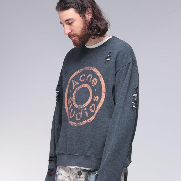 Acne アクネ スウェット ロンT トレーナー シースルー ネイビー 紺色 ACNE - Acne アクネ スウェット ロンT トレーナー シースルー ネイビー