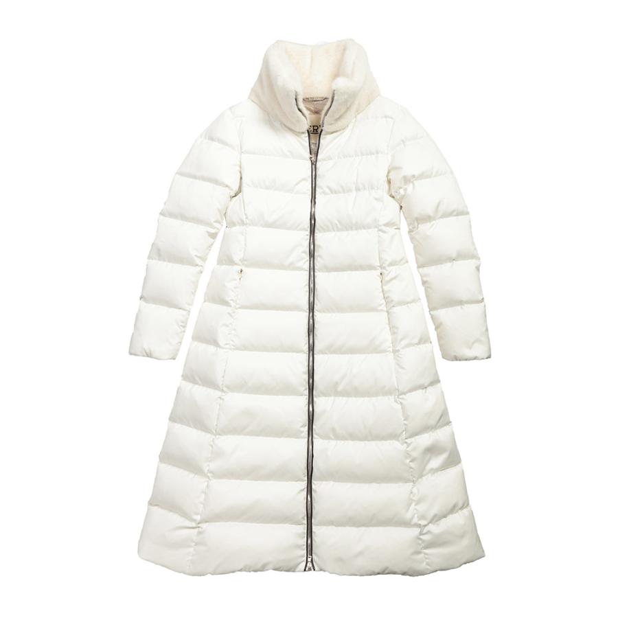 美品！HERNO ヘルノ　ハイブリットダウンコート　ロングダウン　オフホワイト HERNO（ヘルノ） ヘルノダウン ブルゾン レディース ロゴ ファーカラー