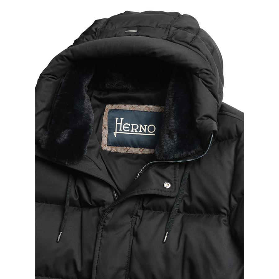 ヘルノ メンズ ダウン コート HERNO ファー 取り外し フーデット フルジップ ダウン ブルゾン POLAR-TECH HRPI001159U ブランド アウター ブラックの画像