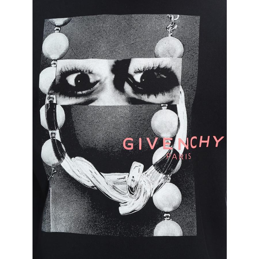 ジバンシィ メンズ Tシャツ 半袖 GIVENCHY ロゴ フロントプリント クルーネック コットン カットソー GVBM71NK3YSW ブランド トップス ブラックの画像