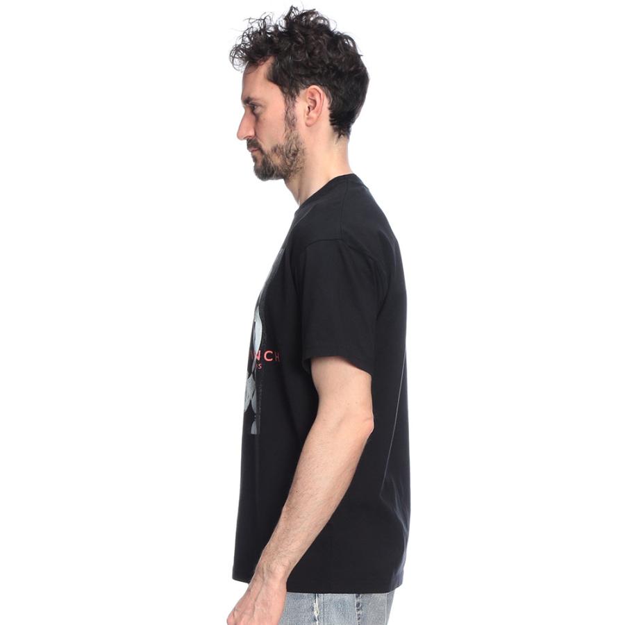 ジバンシィ メンズ Tシャツ 半袖 GIVENCHY ロゴ フロントプリント クルーネック コットン カットソー GVBM71NK3YSW ブランド トップス ブラックの画像