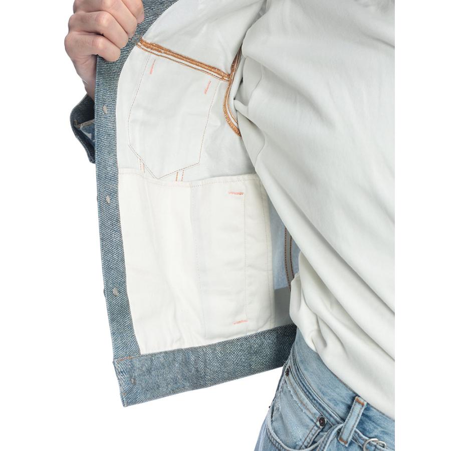 アクネストゥディオズ メンズ ジャケット Acne Studios トロンプルイユ メタリック クロップド丈 デニム ジャケット ACB90886 ブランド アウター ブルーの画像