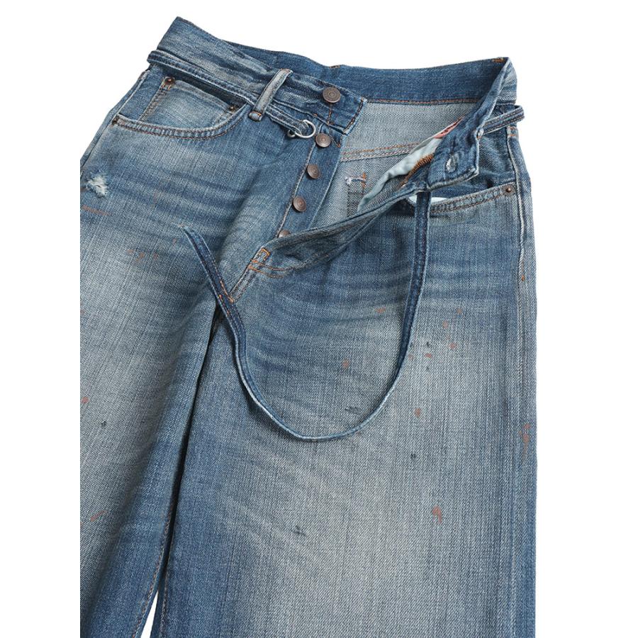 アクネストゥディオズ レディース ジーンズ Acne Studios ダメージ加工 ボタンフライ ベルト付き デニム パンツ 1991 TOJ ACLC00113 ブランド ボトムス ブルーの画像
