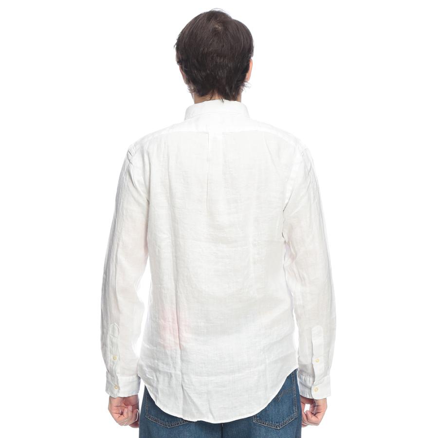 美品！POLO RALPH LAUREN ホワイト麻シャツM 美品 正規 XL ポロ ラルフローレン 長袖リネンシャツ レギュラー