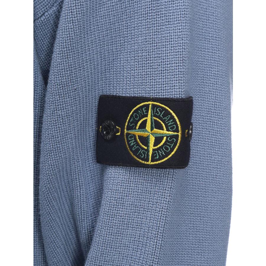 ストーンアイランド メンズ カーディガン 長袖 STONE ISLAND 袖ロゴ Vネック カーディガン RIBBED SOFT ORGANIC COTTON SI5100009S00D8 ブランド トップスの画像