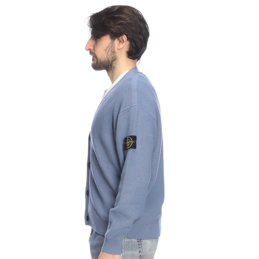 ストーンアイランド メンズ カーディガン 長袖 STONE ISLAND 袖ロゴ Vネック カーディガン RIBBED SOFT ORGANIC COTTON SI5100009S00D8 ブランド トップスの画像