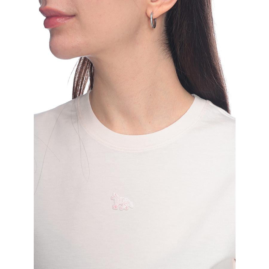 メゾン キツネ レディース Tシャツ 半袖 Maison Kitsune ロゴ ワンポイント クルーネック カットソー BABY FOX BABY KNLW00105KJ7026 ブランドの画像