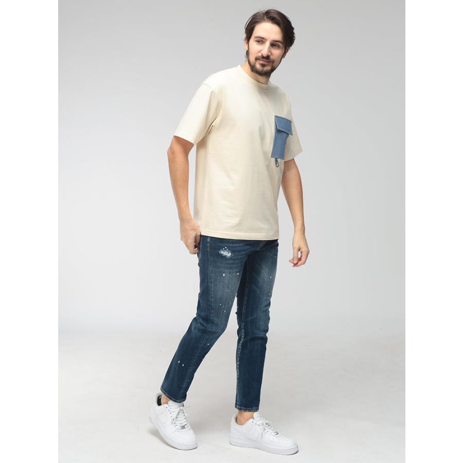 モンクレール MONCLER メンズ Tシャツ 半袖 胸ポケット クルーネック カットソー MCGN8C0000189AW ブランド トップス ポケT 春 夏の画像
