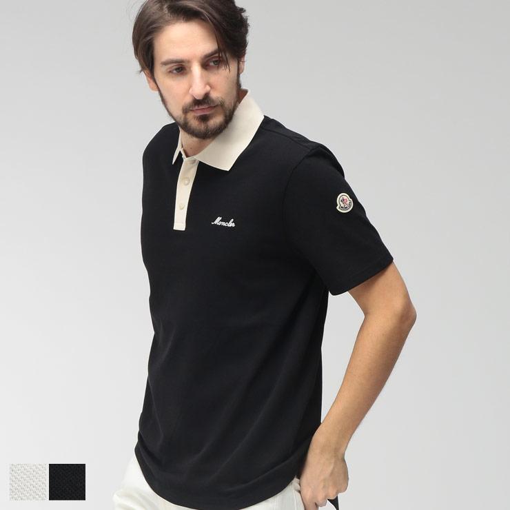 MONCLER モンクレール バイカラー半袖ポロシャツ L ネイビーホワイト MONCLER（モンクレール） メンズ ポロシャツ 半袖 ワンポイント バイ