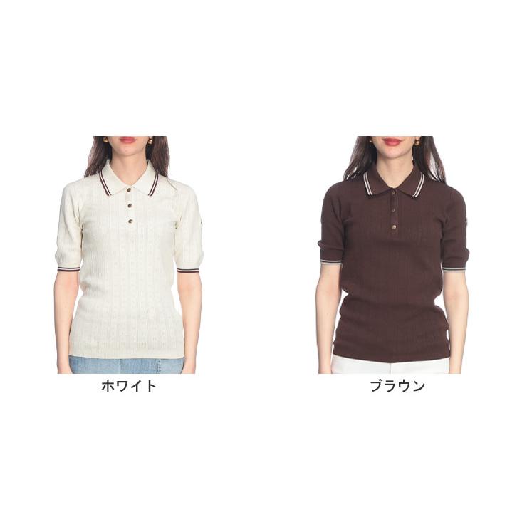 モンクレールポロシャツ金タグ MONCLER（モンクレール） レディース ニットポロシャツ 半袖 ロゴ