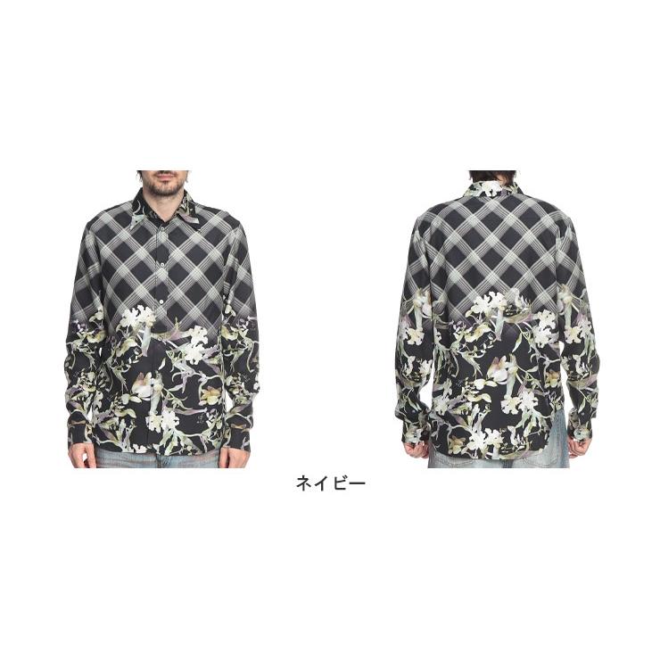 アクネストゥディオズ Acne Studios メンズ シャツ 長袖 ACBB0657レーヨン チェック フラワープリント カジュアルシャツ ブランド トップス プリント 柄シャツの画像