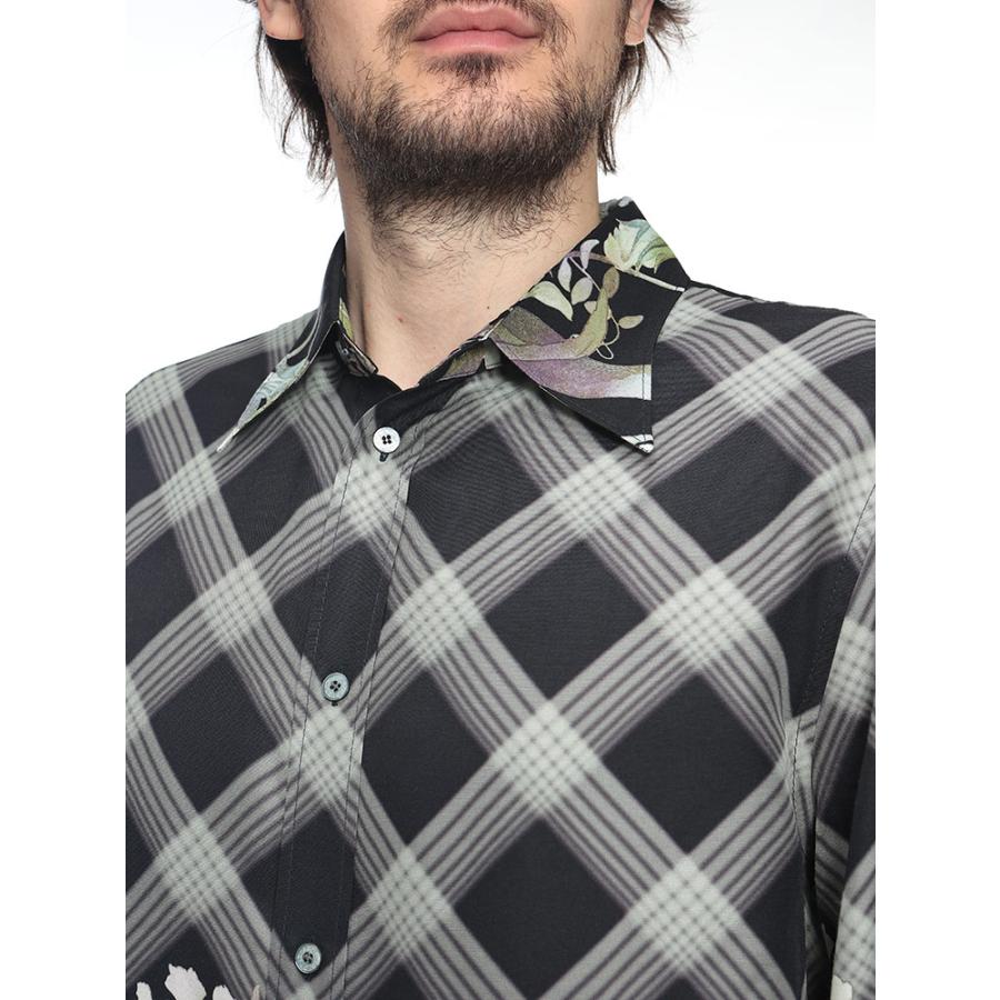 アクネストゥディオズ Acne Studios メンズ シャツ 長袖 ACBB0657レーヨン チェック フラワープリント カジュアルシャツ ブランド トップス プリント 柄シャツの画像