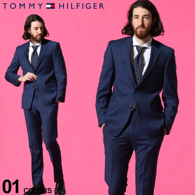 トミーヒルフィガー メンズ スーツ TOMMY HILFIGER ストレッチ グレンチェック シングル 2ツ釦 ノータック ブランド ノータック チェック TMADAMSAS80003C｜zen