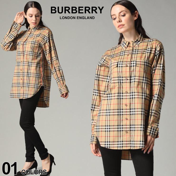 バーバリー レディース シャツ 長袖 BURBERRY ストレッチ コットン