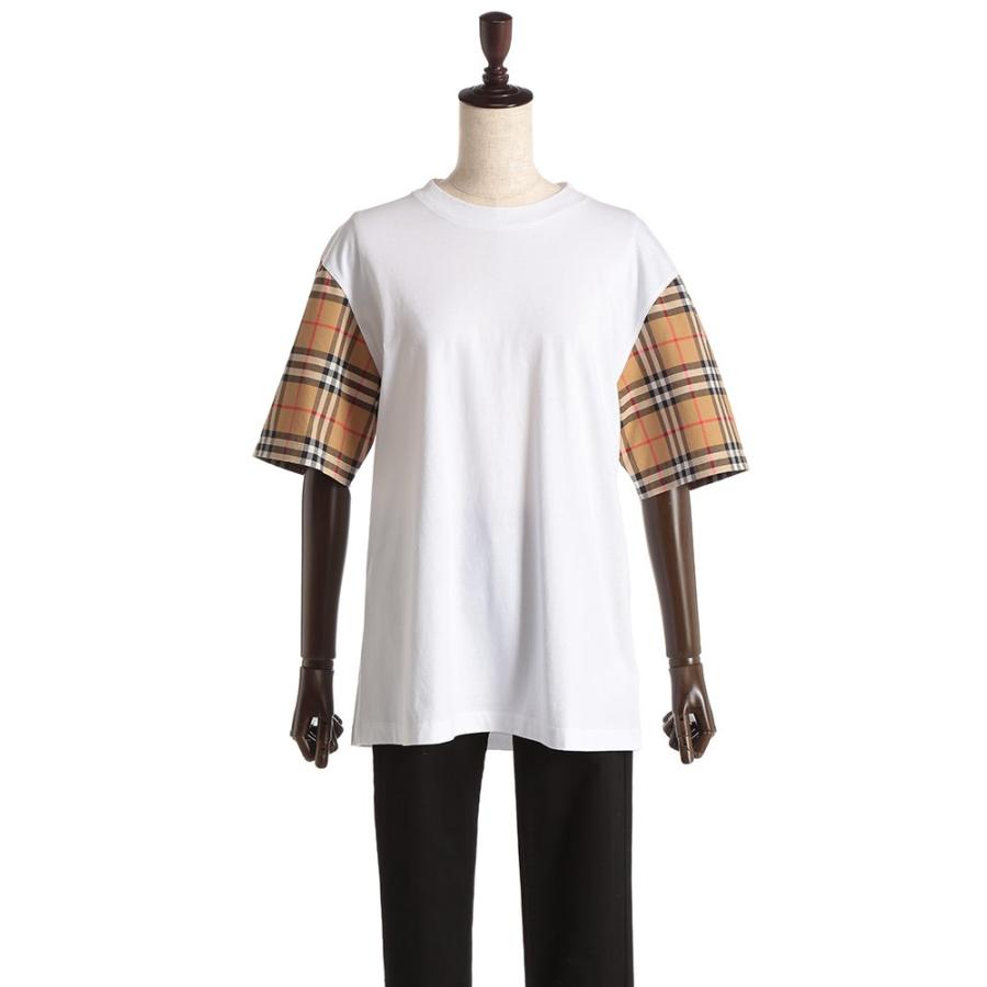 バーバリー レディース Tシャツ 半袖 Burberry 袖切替 ヴィンテージチェック クルーネック 白 ブランド トップス コットン カットソー l ゼンオンライン 通販 Yahoo ショッピング