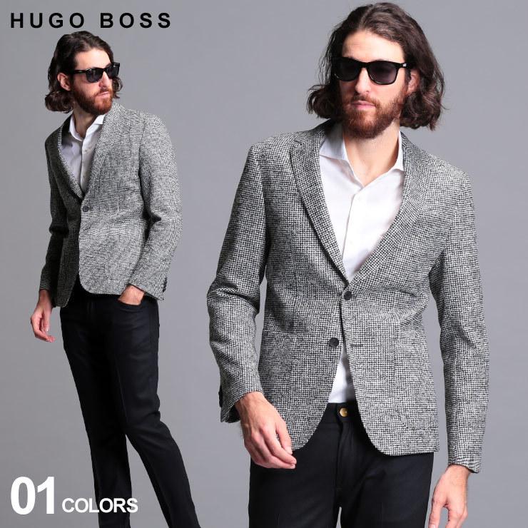 48％割引グレイ系,L最高級のスーパー ヒューゴ・ボス(HUGO BOSS) ウール&コットン・ジャケット テーラードジャケット ジャケット