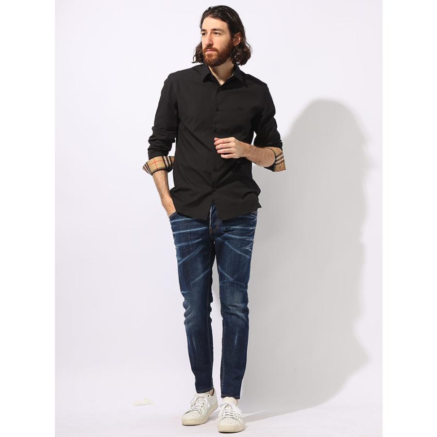 上品♪BURBERRY◆バーバリー 襟＆袖裏チェック 刺繍 長袖シャツ BURBERRY (バーバリー) 襟＆袖裏チェック ロゴ刺繍 レギュラー