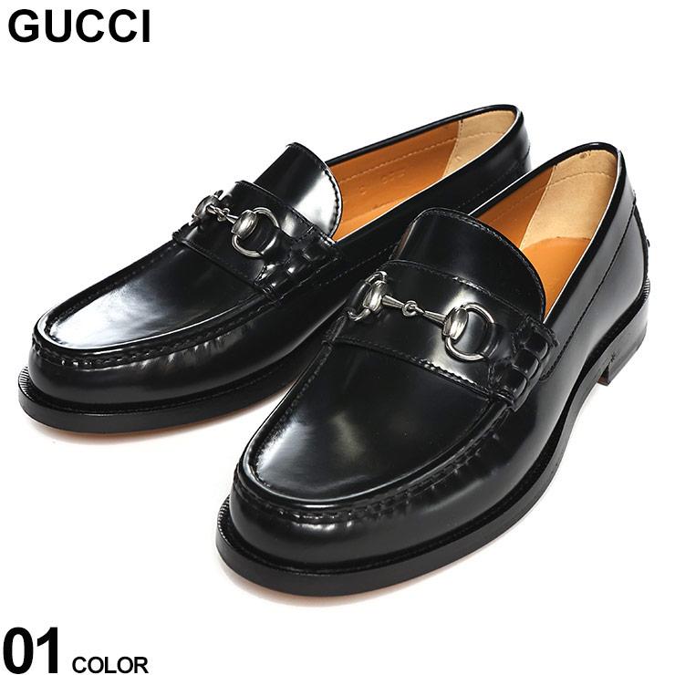 GUCCI（グッチ） ブラックレザー ラウンドトゥ ビットローファー
