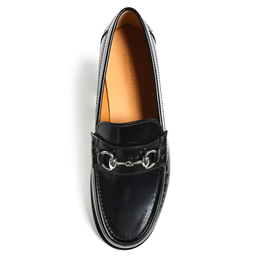 GUCCI（グッチ） ブラックレザー ラウンドトゥ ビットローファー