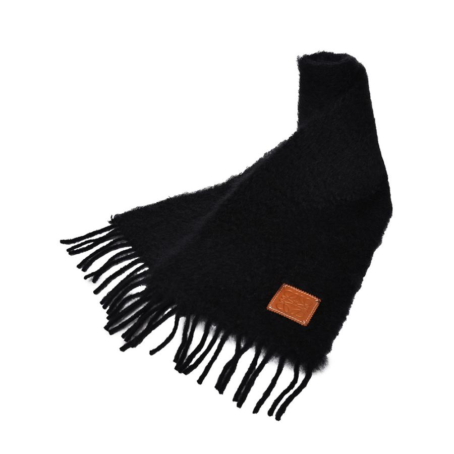 LOEWE（ロエベ） モヘア＆ウール レザーパッチ マフラー LELF655254X01