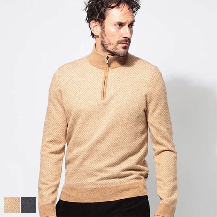 HUGO BOSS（ヒューゴ・ボス） ウール混 モックネック ハーフジップ