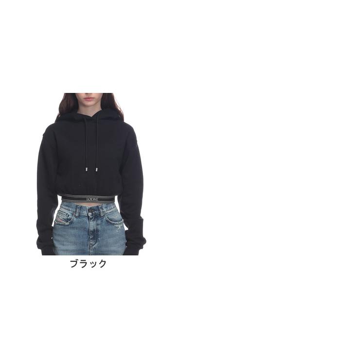 Loewe ロエベ ショート丈パーカー LOEWE ロエベ ウエストロゴ 裏起毛 プルオーバー クロップド