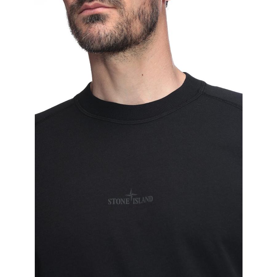 今期 新品 Stone  ストーンアイランド Tシャツ M 黒 STONE ISLAND（ストーン アイランド） バックロゴ クルーネック 半袖 T