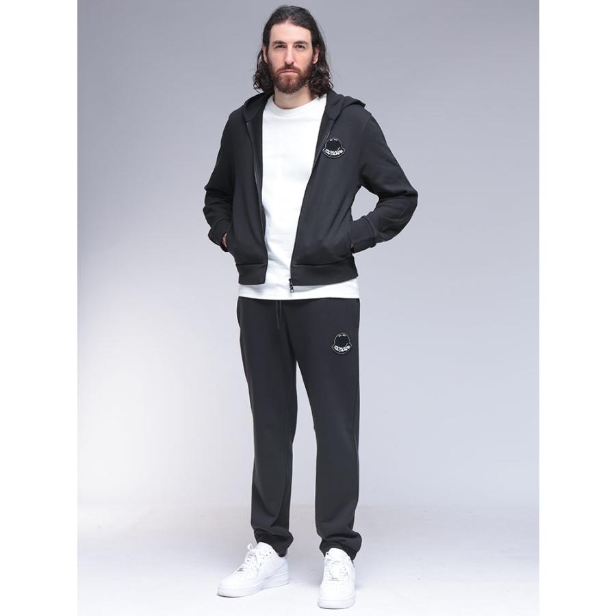 モンクレール ジップアップパーカー スウェットパンツ セットアップ 黒 M MONCLER（モンクレール） エンボスロゴパッチ フルジップ パーカー