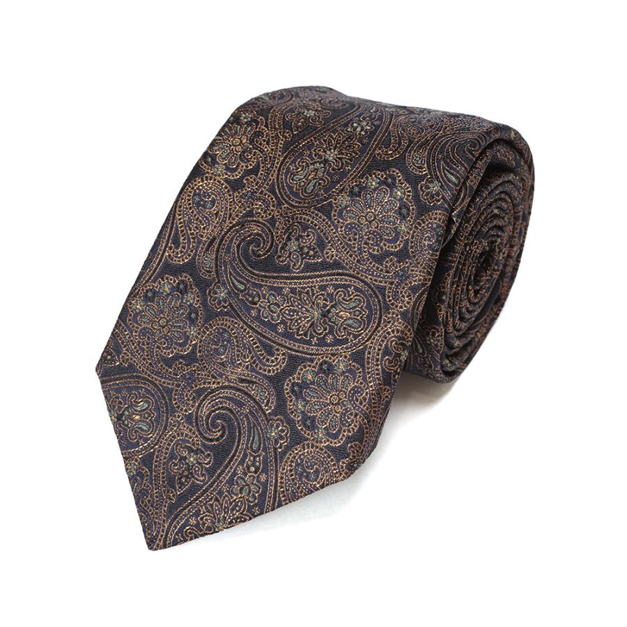 ETRO（エトロ） ネクタイ メンズ シルク混 ゴールドペイズリー柄