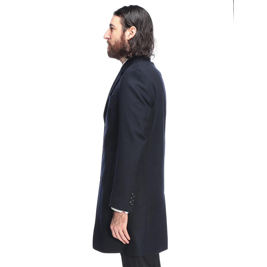 HUGO BOSS ヒューゴボス チェスターコート ツイード ネイビー M HUGO BOSS（ヒューゴ・ボス） コート アウター カシミヤ混 シングル
