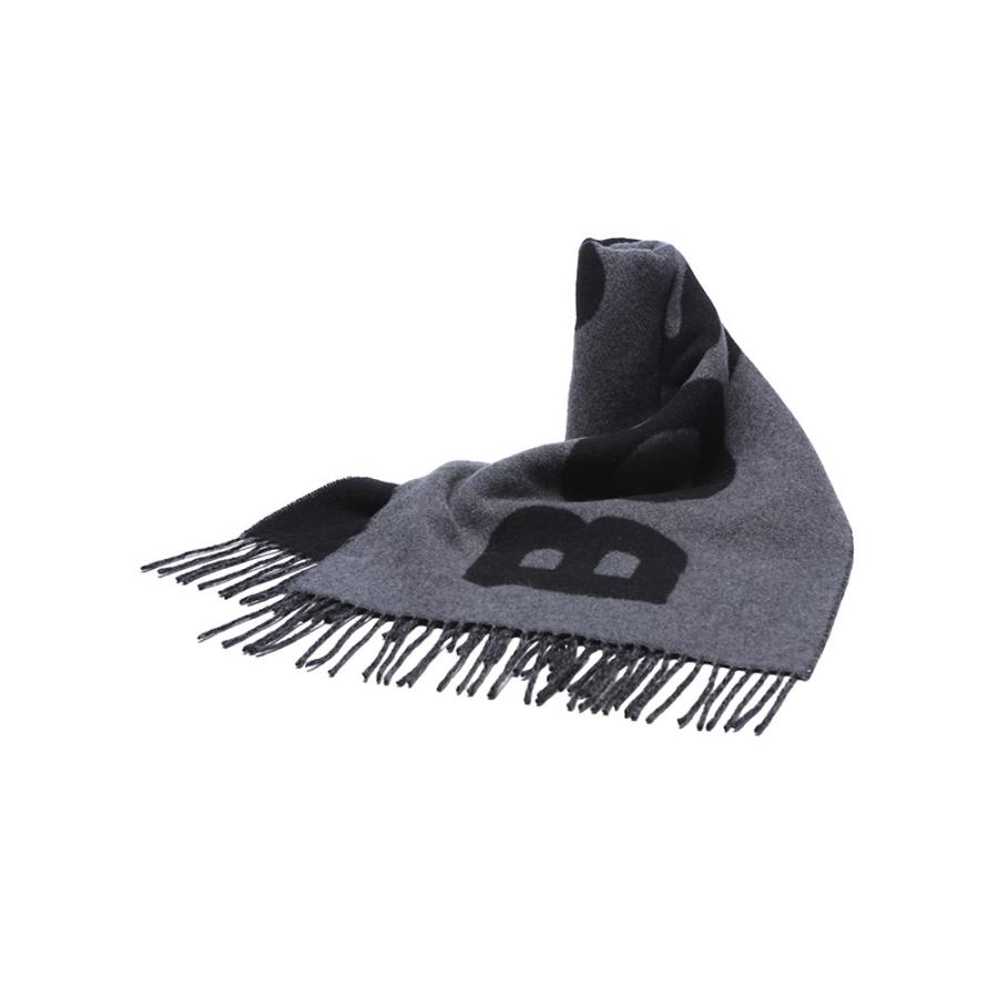 BOSS ロゴ入り マフラー 新品 BOSS - ウール マフラー ロゴリベット - ブラック