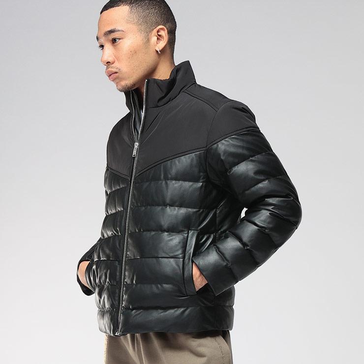 HUGO BOSS（ヒューゴ・ボス） ブルゾン メンズ ロゴ レザー 切り替え