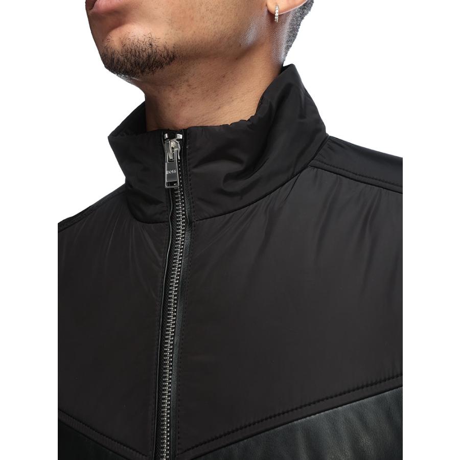 HUGO BOSS（ヒューゴ・ボス） ブルゾン メンズ ロゴ レザー 切り替え