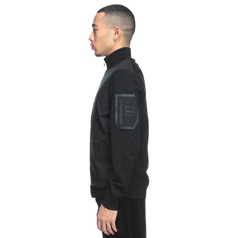 美品　ヒューゴボス　ブルゾン　ドライバーズニット　切替　凹凸　ダークネイビー HUGO BOSS（ヒューゴ・ボス） ブルゾン メンズ フロント 切り替え