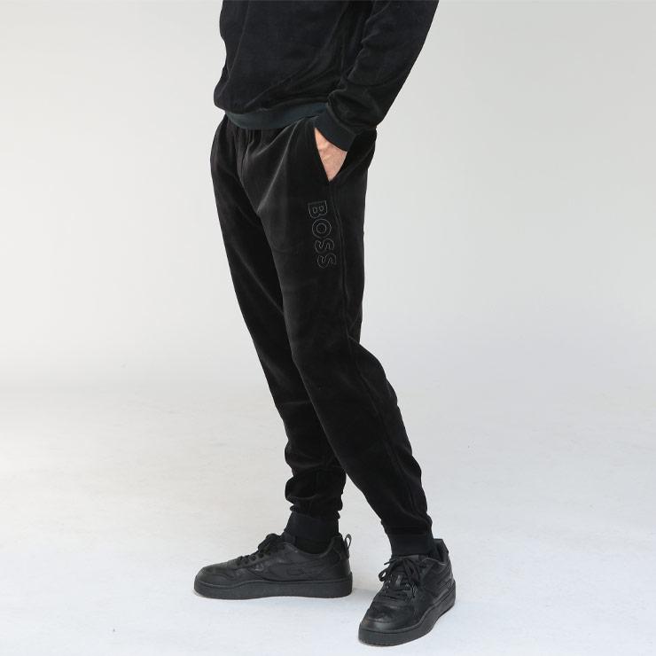 HUGO BOSS（ヒューゴ・ボス） パンツ メンズ サイド ロゴ ベロア調