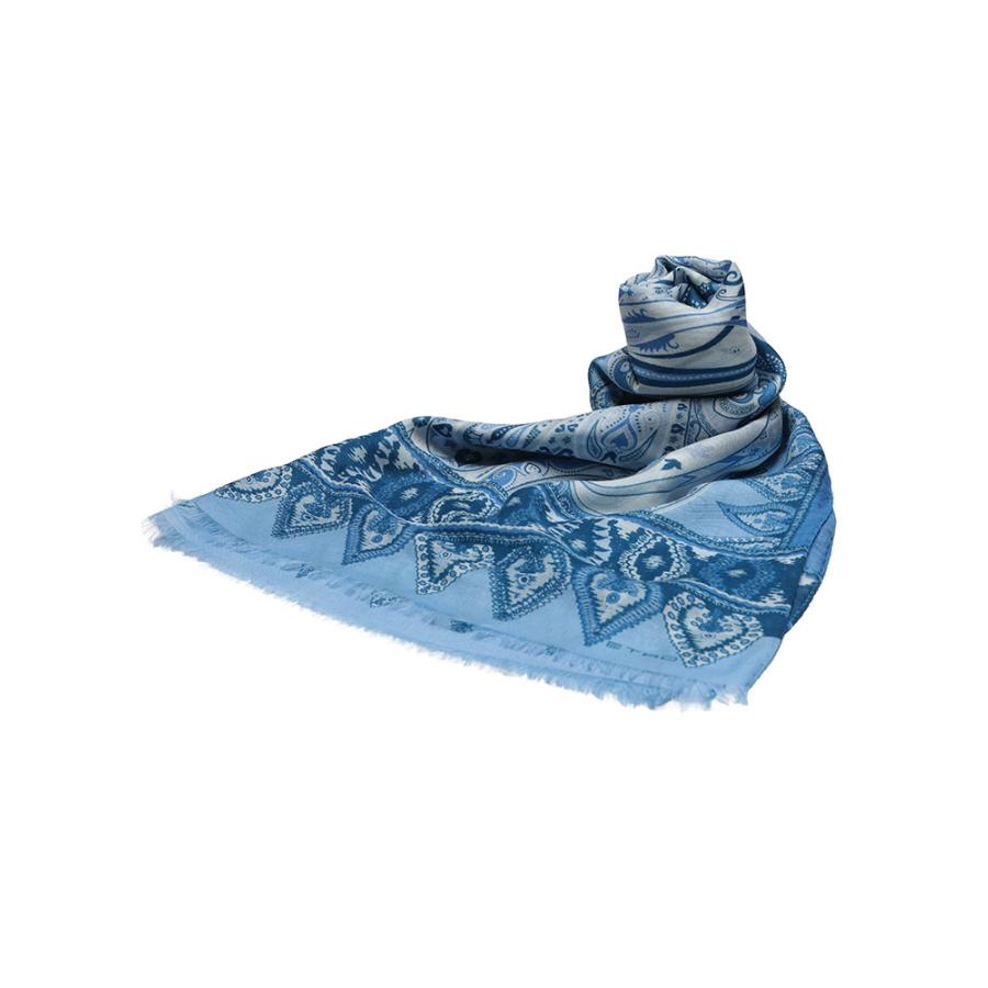 【新品未開封】ETRO エトロ ブルー ストール 麻 イタリア ETRO（エトロ） ストール メンズ カシミヤ混 ペイズリー柄 ストール