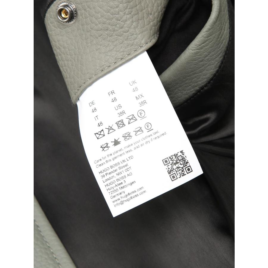 ヒューゴボス メンズ ブルゾン HUGO BOSS レザー フルジップ ボンバージャケット HBO50552151 ブランド アウター グレー ブラック 本革 ラムスキンの画像