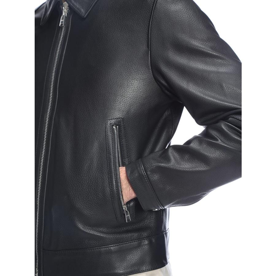 ヒューゴボス メンズ ジャケット HUGO BOSS レザー フルジップ ジャケット HB50543214 ブランド アウター ブラック 本革 ラムスキンの画像