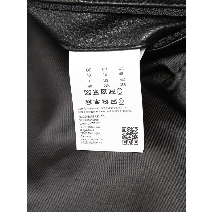 ヒューゴボス メンズ ジャケット HUGO BOSS レザー フルジップ ジャケット HB50543214 ブランド アウター ブラック 本革 ラムスキンの画像