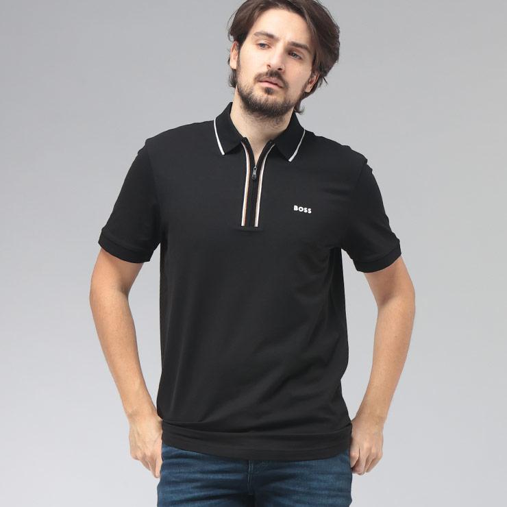 HUGO BOSS（ヒューゴ・ボス） メンズ ポロシャツ 半袖 ハーフジップ 