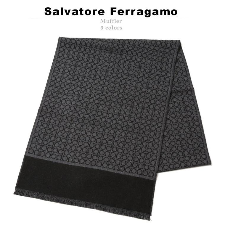 サルバトーレフェラガモ Salvatore Ferragamo マフラー ウール100% ミニ ガンチーニ モノグラム ロゴ ブランド メンズ ウール 総柄 FG67168｜zen｜02