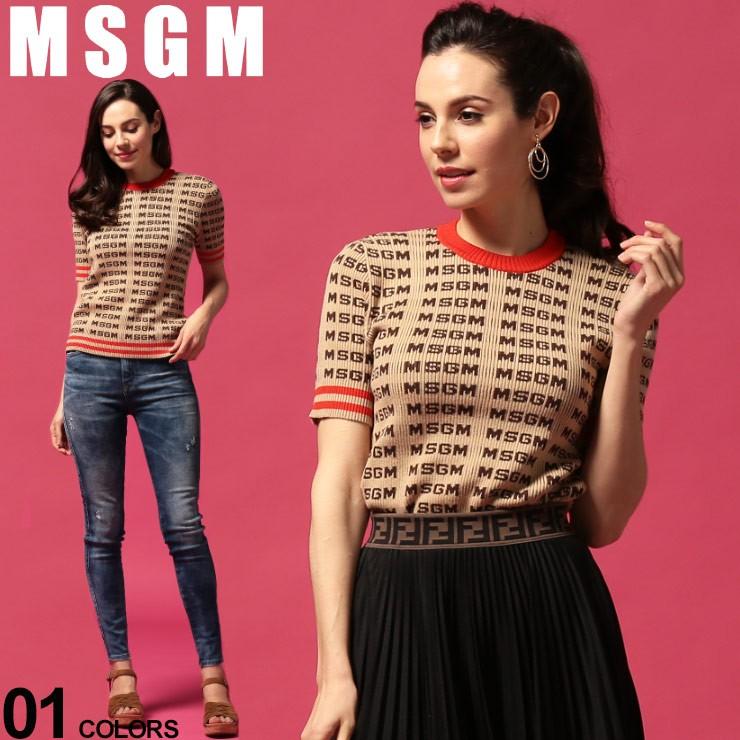 Msgm レディース ニット 半袖 エムエスジーエム ニットソー ロゴ リブ クルーネック ブランド トップス コットンニット 総柄 サマーニット 春 夏 Msl2841mdm113 ゼンオンライン 通販 Yahoo ショッピング