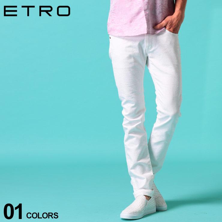 エトロ メンズ コットンパンツ Etro ペイズリー 総柄 ジップフライ 5p