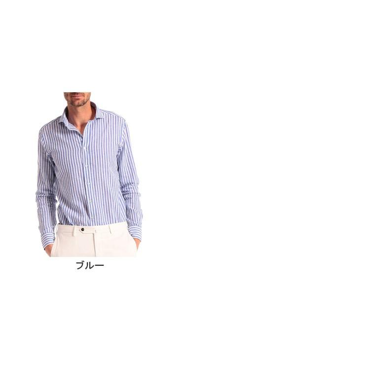 ラルディーニ メンズ シャツ 長袖 Lardini 麻シャツ ストライプ ホリゾンタルカラー コットン リネン ブルー ブランド トップス リネンシャツ Ldciroc11 73 ゼンオンライン 通販 Yahoo ショッピング